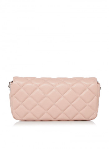 Bedazzle Diamante Trim Clutch Light Pink