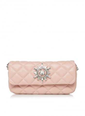 Bedazzle Diamante Trim Clutch Light Pink