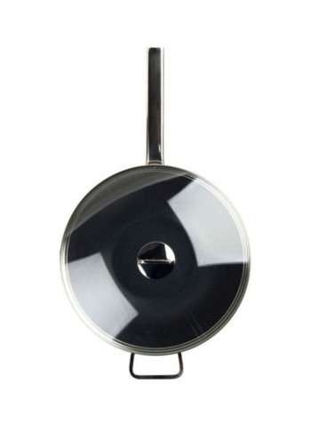 Stainless Steel Rust Resistant Frying Pan with Glass Lid Silver/Black/Clear 11.8inch