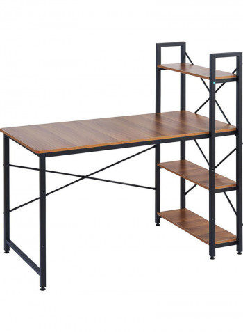 Computer Desk with 4 Tier Shelves Brown