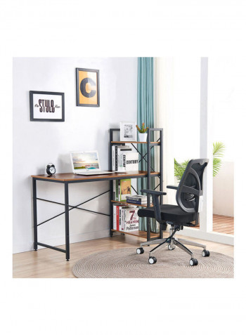 Computer Desk with 4 Tier Shelves Brown