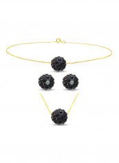 10 Karat Solid Yellow Gold Simple 10 mm Crystal Ball Jewellery Set