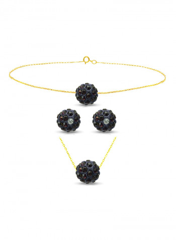 10 Karat Solid Yellow Gold Simple 10 mm Crystal Ball Jewellery Set