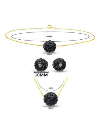 10 Karat Solid Yellow Gold Simple 10 mm Crystal Ball Jewellery Set