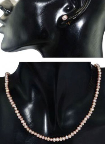 3-Piece 18 Karat Gold Pearl Studded Jewellery Set