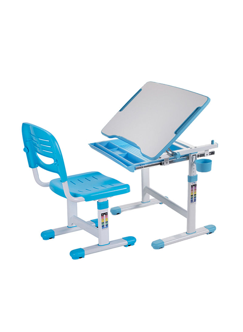Adjustable Kids Study Table With Chair White/Blue