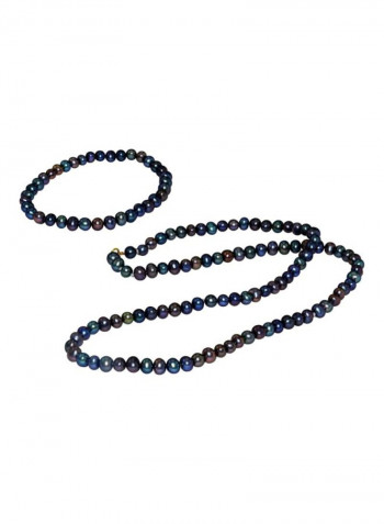 18 Karat Gold Black Pearl Strand Jewellery Set