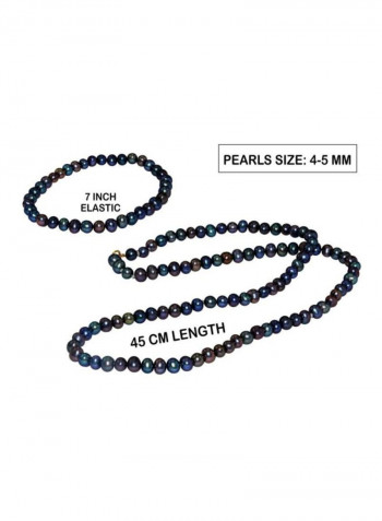 18 Karat Gold Black Pearl Strand Jewellery Set