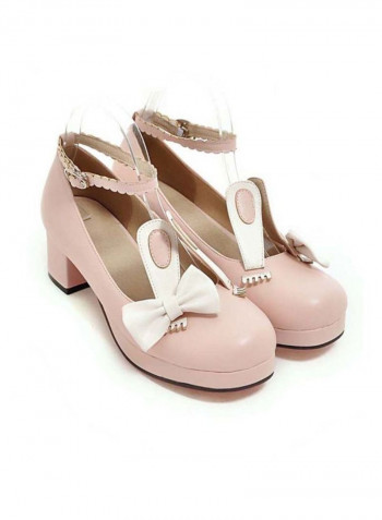 Leather Buckle Comfort Flat Beige