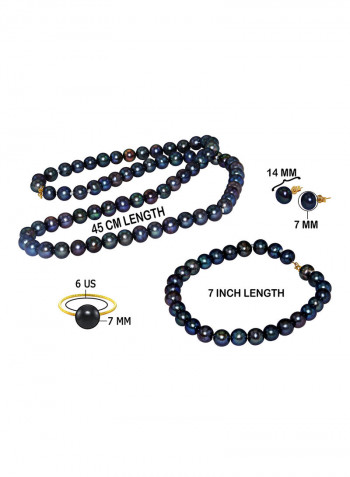 10 Karat Gold Pearl Strand 4 Piece Jewellery Set