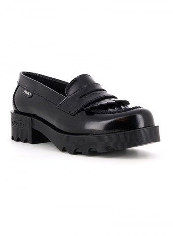 Leather Slip On Loafers Black