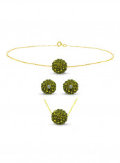 10 Karat Solid Yellow Gold Simple 10 mm Crystal Ball Jewellery Set