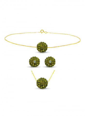 10 Karat Solid Yellow Gold Simple 10 mm Crystal Ball Jewellery Set