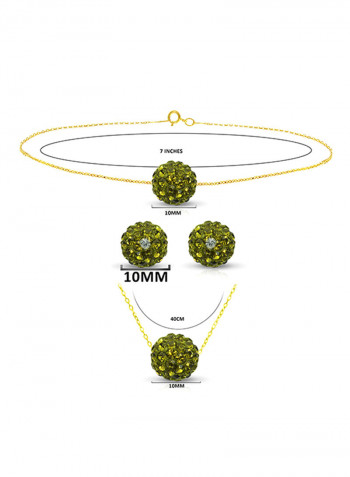 10 Karat Solid Yellow Gold Simple 10 mm Crystal Ball Jewellery Set