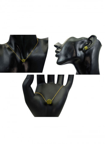 10 Karat Solid Yellow Gold Simple 10 mm Crystal Ball Jewellery Set
