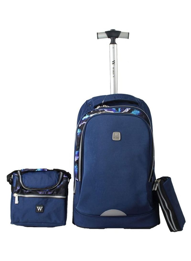 3-Piece Kids School Trolley Backpack Set Fits 20 Inches Navy/Purple/White