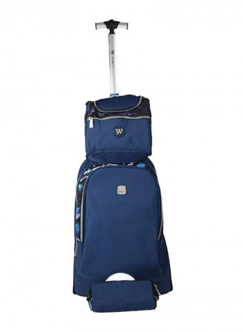 3-Piece Kids School Trolley Backpack Set Fits 20 Inches Navy/Purple/White