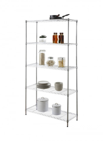 5-Shelf Wire Rack HTC-WR606 Chrome 91 x 35 x 182centimeter