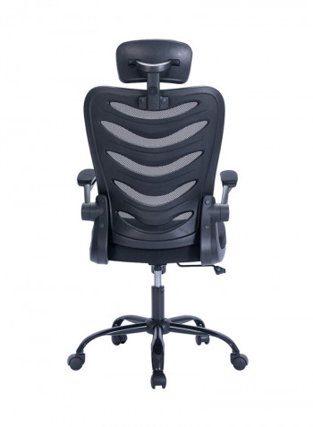 High Back Office Desk Chair With Foldable Armrest Ergonomic Black 63x28x59cm