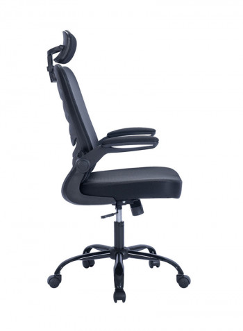 High Back Office Desk Chair With Foldable Armrest Ergonomic Black 63x28x59cm