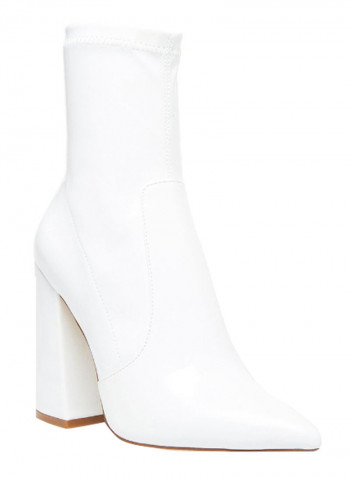 Kitkat Double Strap Ankle Boots White
