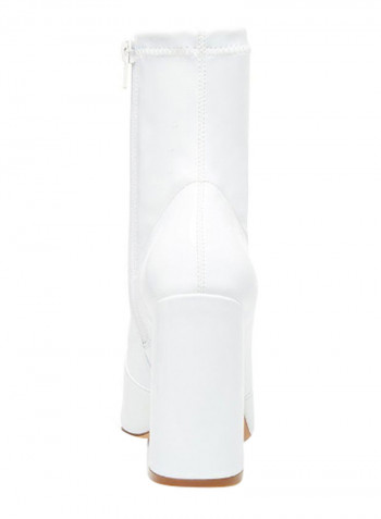 Kitkat Double Strap Ankle Boots White