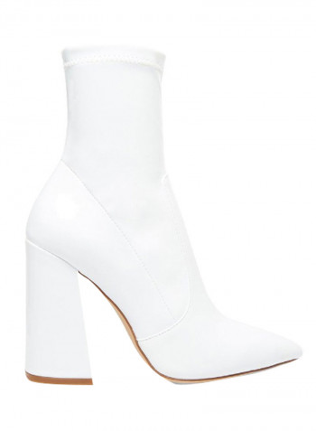 Kitkat Double Strap Ankle Boots White