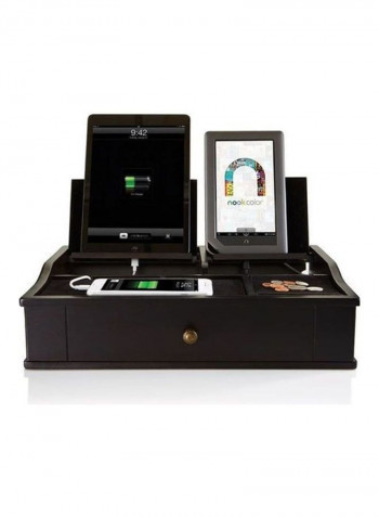 Multi Device Large Valet Charging Station Black 41 x 28.3 x 10.5cm