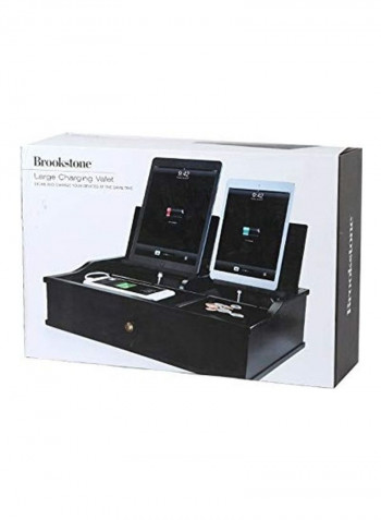 Multi Device Large Valet Charging Station Black 41 x 28.3 x 10.5cm