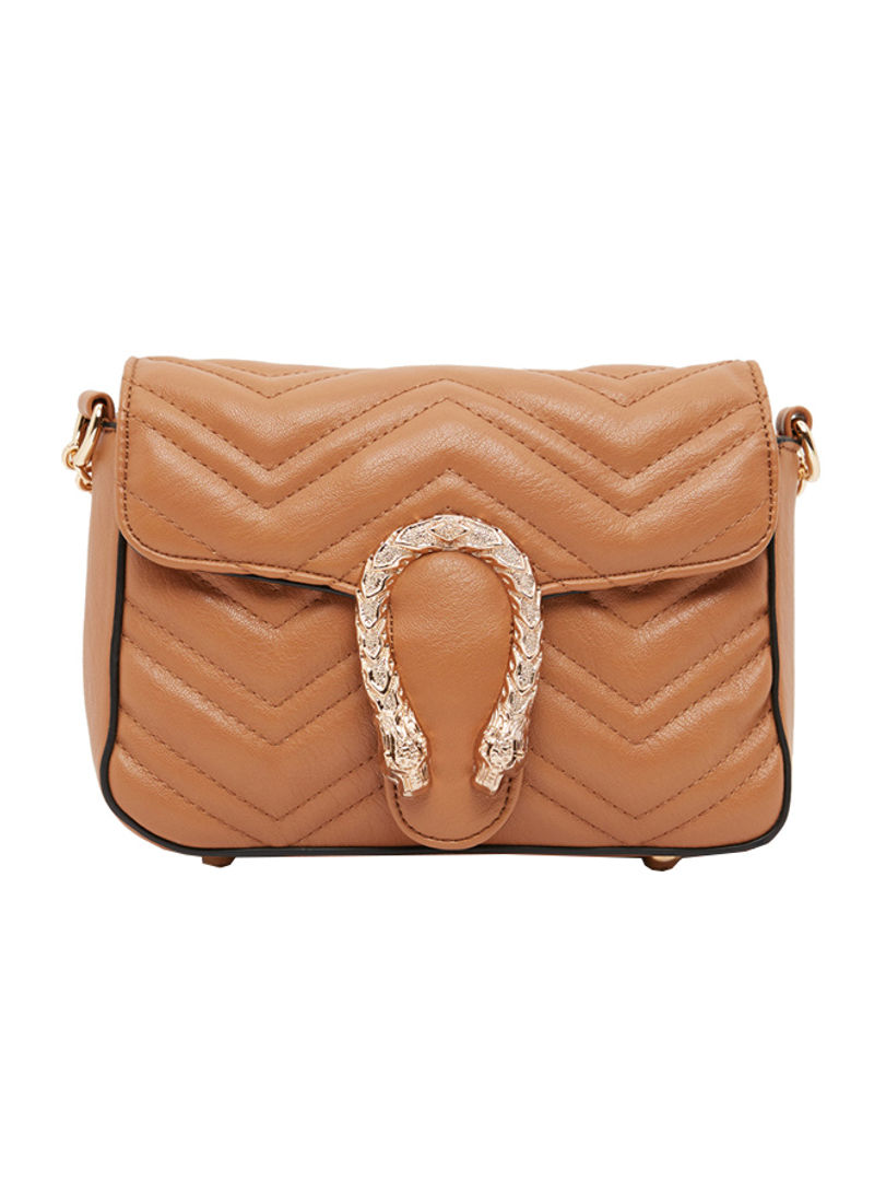 Lovoenia Flap Over Quilted Crossbody Bag Tan