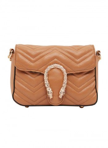 Lovoenia Flap Over Quilted Crossbody Bag برونزي