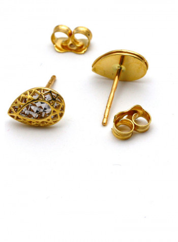18 Karat Gold Framed Drop Oval Earrings