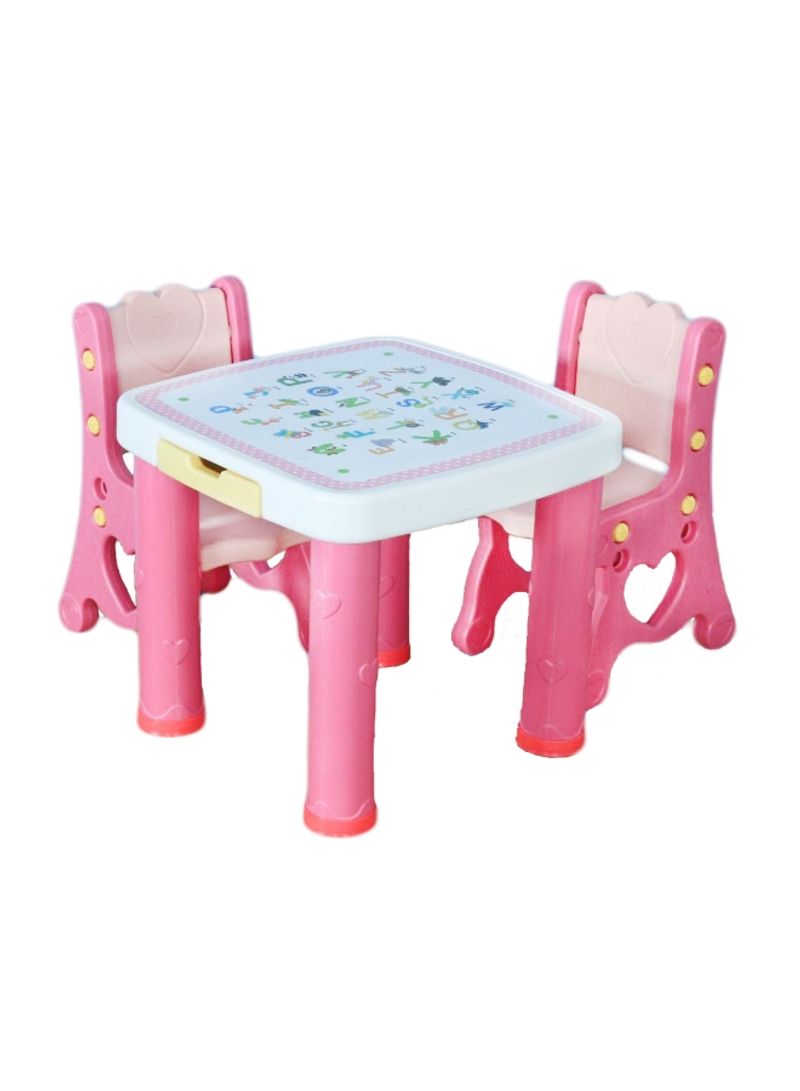3-Piece Multipurpose Table And Chair Set Pink/Blue/Yellow 60x60x53cm