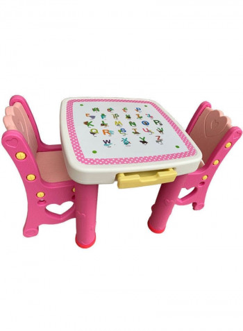 3-Piece Multipurpose Table And Chair Set Pink/Blue/Yellow 60x60x53cm
