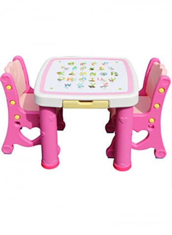 3-Piece Multipurpose Table And Chair Set Pink/Blue/Yellow 60x60x53cm