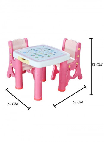 3-Piece Multipurpose Table And Chair Set Pink/Blue/Yellow 60x60x53cm