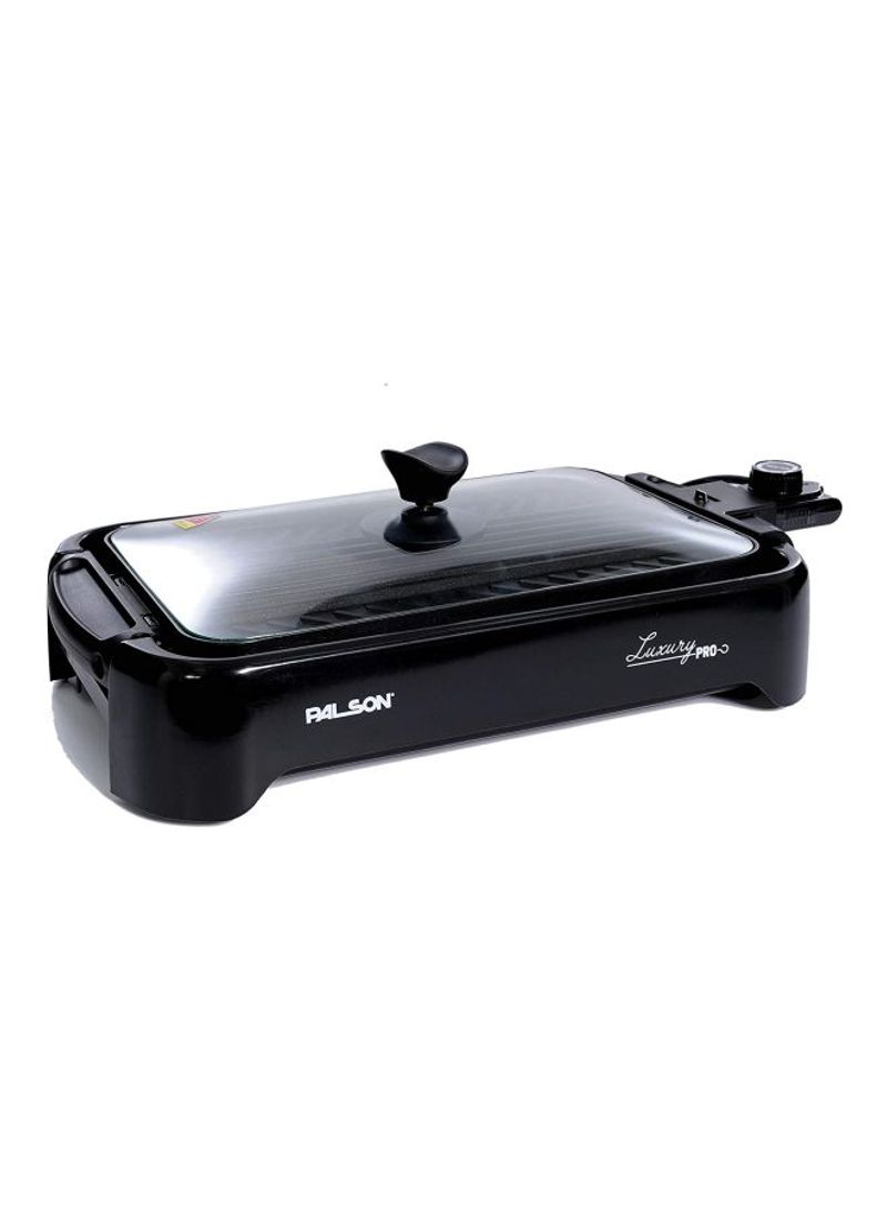 Luxury Pro Grill And Roasting Griddle Plate With Lid 30598 Black/Clear