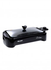 Luxury Pro Grill And Roasting Griddle Plate With Lid 30598 أسود / شفاف