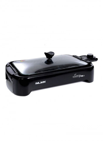 Luxury Pro Grill And Roasting Griddle Plate With Lid 30598 أسود / شفاف