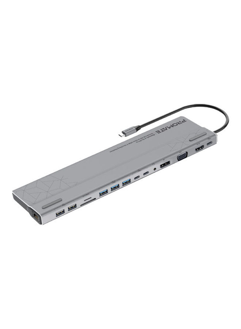 Universal 15-In-1 Type-C Docking Station With 87W Power Delivery Grey