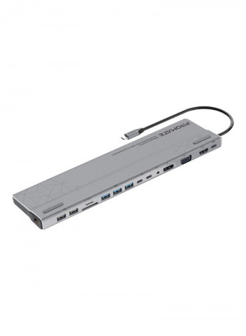 Universal 15-In-1 Type-C Docking Station With 87W Power Delivery Grey