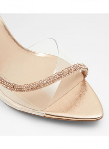 Zardodith Embellished Strap Heeled Sandals Gold