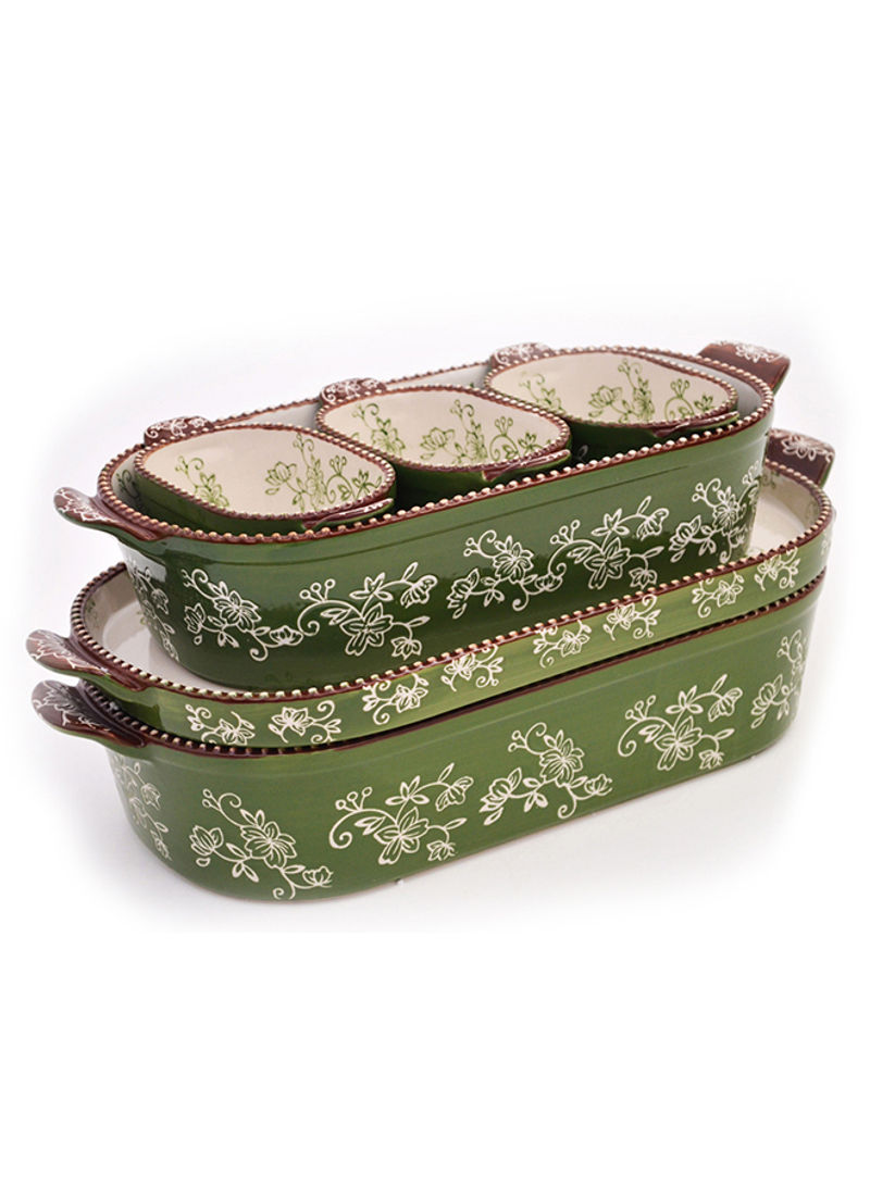 6-Piece Floral Lace Squoval Bakeware Set green