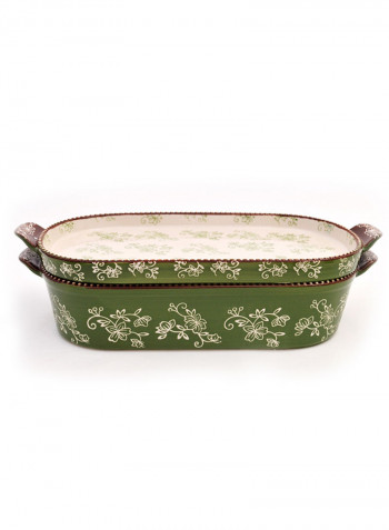 6-Piece Floral Lace Squoval Bakeware Set green