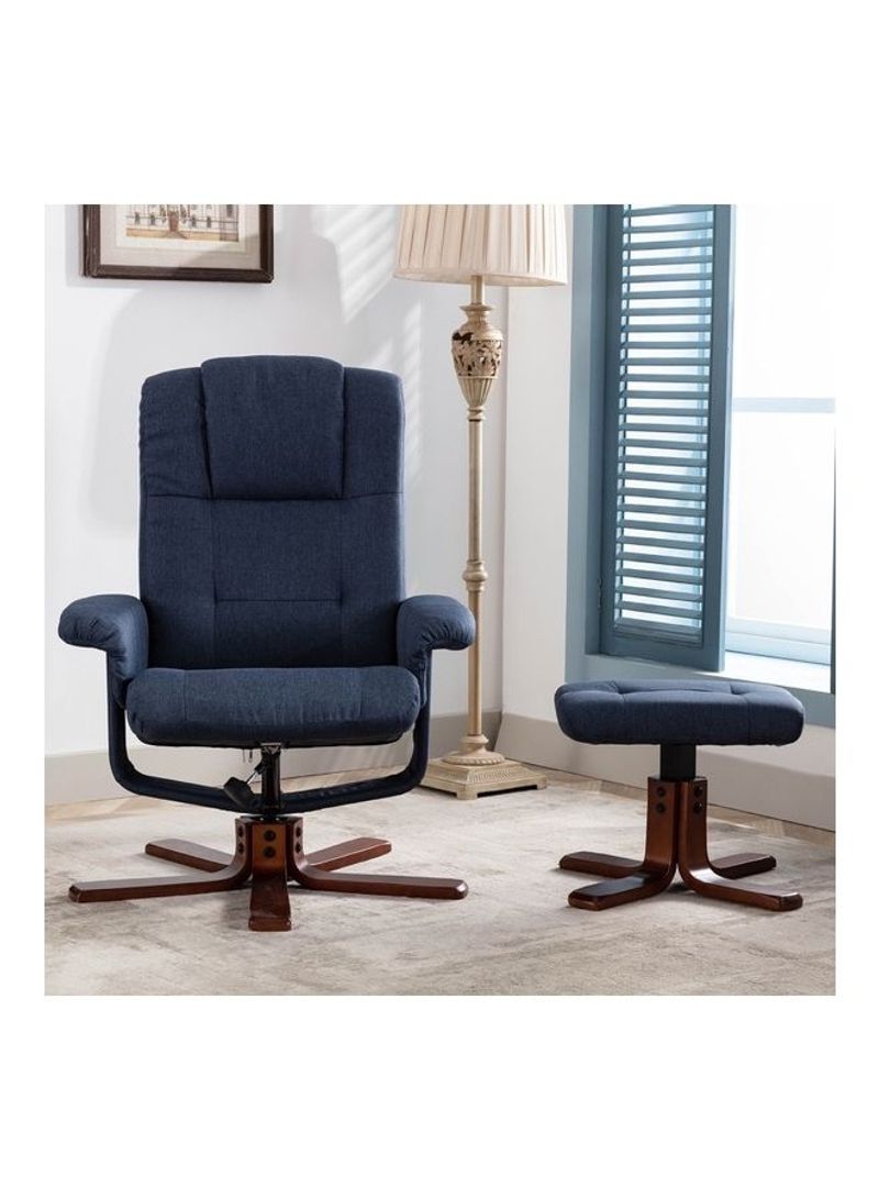 Reclining Chair With Swivel And Stool Blue 77x104.5x75cm