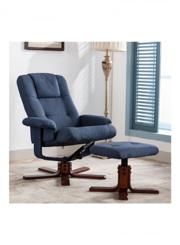 Reclining Chair With Swivel And Stool Blue 77x104.5x75cm