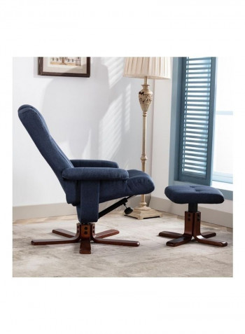 Reclining Chair With Swivel And Stool Blue 77x104.5x75cm