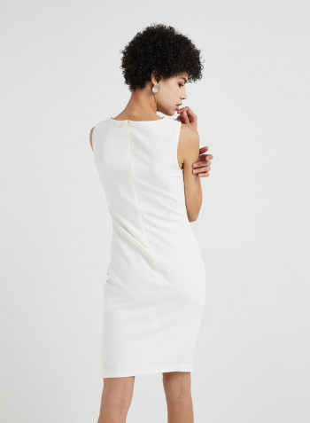 Round Neck Sleeveless Mini Dress White/Grey
