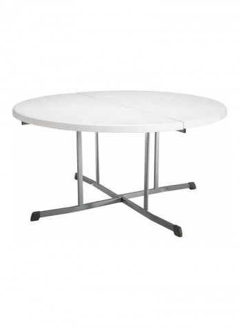 Round Fold-In-Half Table White/Silver 152.4x152.4x75.7cm