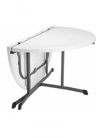 Round Fold-In-Half Table White/Silver 152.4x152.4x75.7cm
